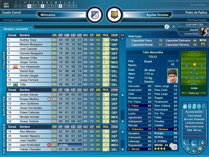 alineación inicial